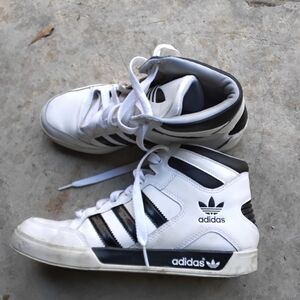 Adidas Kids White and Black High-Top Sneakers